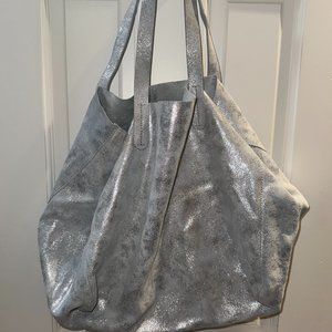 Silver Suede tote